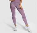 Ensemble gym sans coutures rose poudré — legging taille haute et brassière